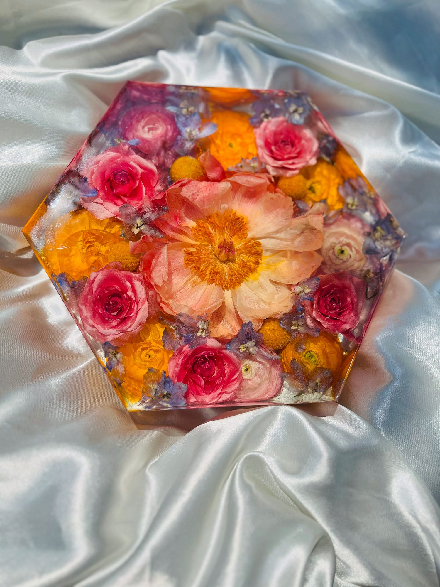 Wedding Bouquet Preservation- Hexagon 8" - BrookesForeverFlowers